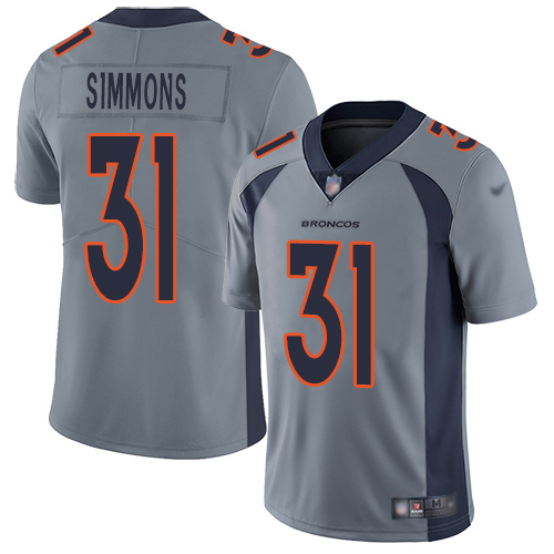 Men Denver Broncos 31 Justin Simmons Limited Silver Inverted Legend Football NFL Jersey